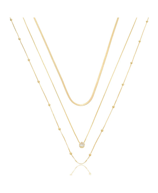 Glam Necklace Trio – 18K Gold Plated