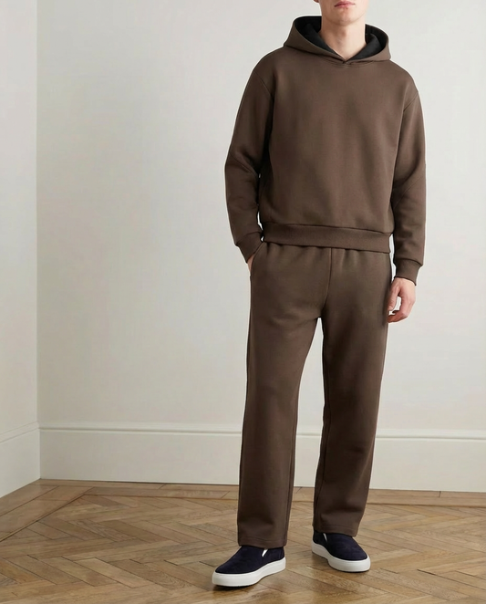 2-piece Loose Fit Hoodie and Joggers Set - Brown