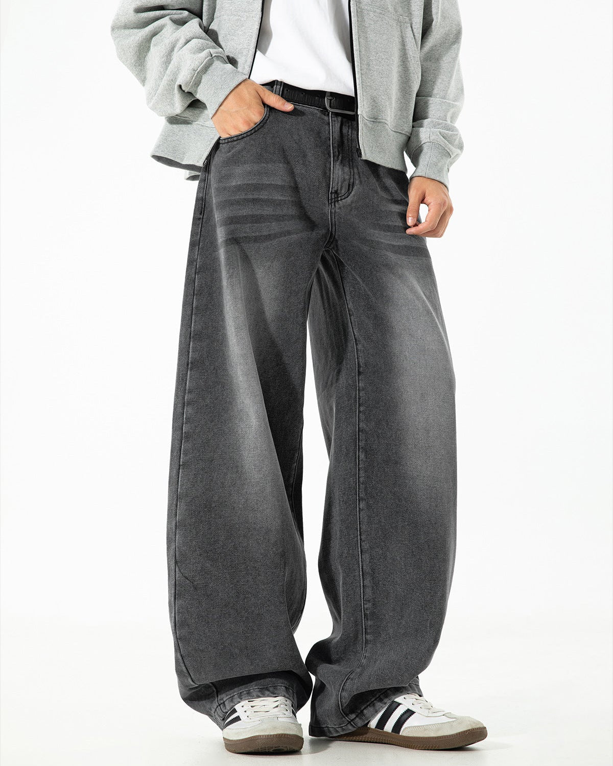 The Stonewash Draped Denim Jeans